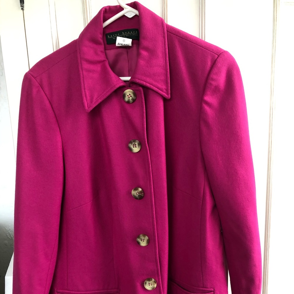COPY - Bright Pink Wool Coat/Jacket.  Harvè Benard 14W